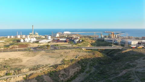Drone view of a power generator plant in Granadilla de Abona, Tenerife Stock Footage 221315278