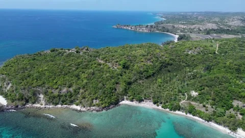 Drone View of a Pristine Tropical Peninsula and Clear Turquoise Waters Stock Footage 342309101