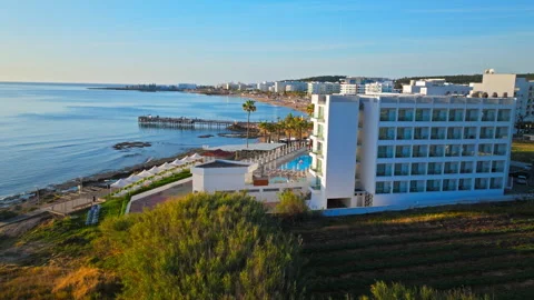 Drone view of Protaras, Cyprus waterfront. Stock Footage 341862734