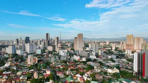 Drone View of Quezon City Skyline with Residential and Urban Landscapes Vídeos de archivo 297779579