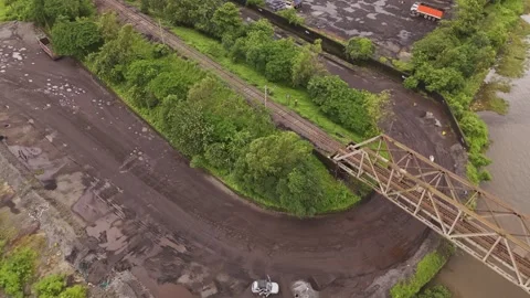 Drone View of Railway Bridge Stock Footage 290163079