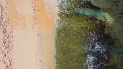Drone view of Rainbow Beach in Queensland, Australia where colorful sand dunes m Stock Footage 309269909