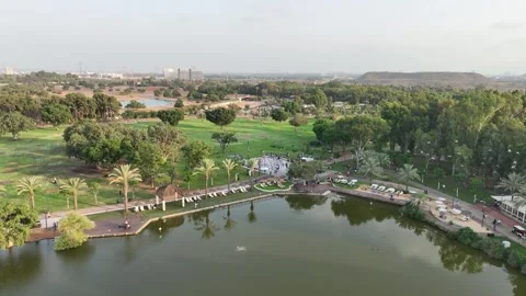 Drone view of Ramat Gan Park near Tel Aviv Video stock 294722676