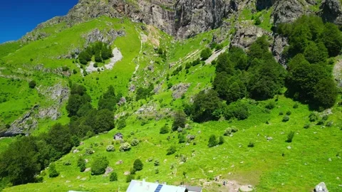 Drone view  of Raysko Praskalo, "Heavenly Spray" - the highest waterfal Video stock 282821945