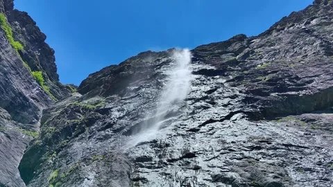 Drone view  of Raysko Praskalo, "Heavenly Spray" - the highest waterfal Stock-Footage 282822137