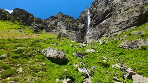 Drone view  of Raysko Praskalo, "Heavenly Spray" - the highest waterfal Stock-Footage 282822140