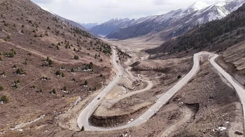 Drone View of Remote Road and Bridge in Dege Sichuan China Stock Footage 341531693