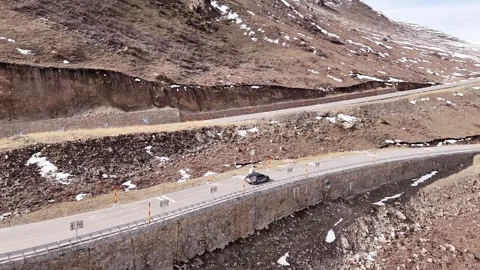 Drone View of Remote Road and Bridge in Dege Sichuan China Stock Footage 341614443