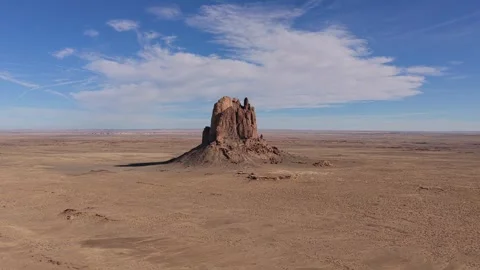 Drone View of a Remote Sci-Fi Outpost Monolith on a Barren Desert Planet with a 스톡 동영상 332536853