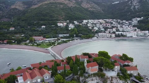 Drone view of resort place with beaches and recreation centers Stock Footage 167701487