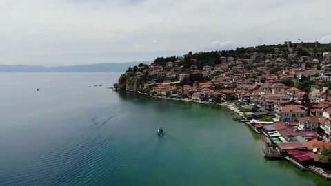 Drone view of the resort town of Ohrid Video stock 155582388