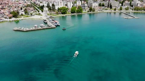 Drone view of the resort town of Ohrid Stock Footage 155582661