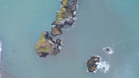 Drone view of Reynisdrangar islets, Iceland. Stock Footage 296061127