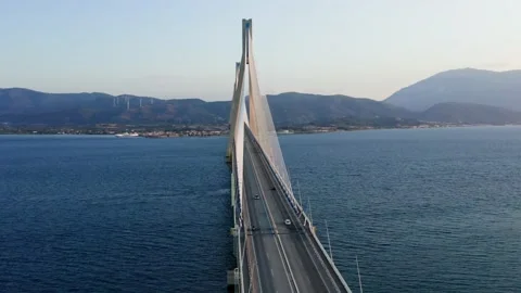 Drone view of Rio - Antirio bridge. Stock Footage 201021103