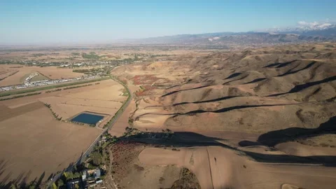 Drone View of River and Wetland Landscape in Qitai Xinjiang China Stock Footage 341613527