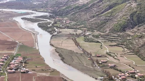 Drone View of River and Wetland Landscape in China Stock Footage 341634456