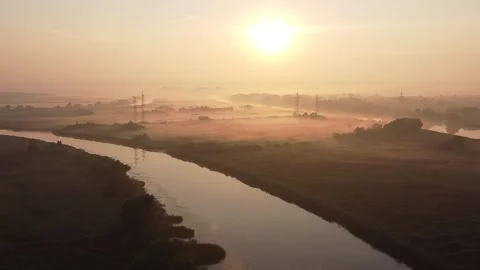 Drone view of the river Stock Footage 157860974