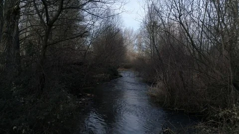 Drone view of a river at low altitude in Madrid, Spain (4) Stock Footage 111989241