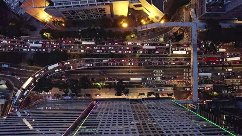 Drone view of the road in the center of Hong Kong with traffic Stock Footage 272405941