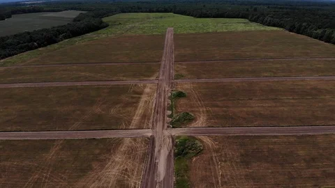 Drone view of the road in field. Stock Footage 125210407