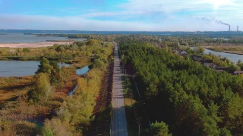 Drone view of the road Stockbeeldmateriaal 148466547