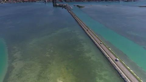 Drone view of the road in the lagoon of venice Stock-Footage 263382879