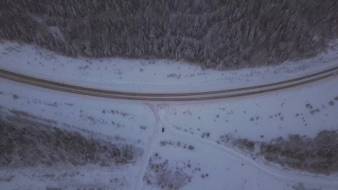 Drone view on road in winter Stock Footage 115895826