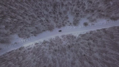 Drone view on road in winter Stock Footage 115895837
