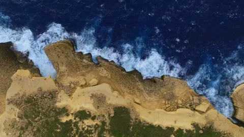 Drone view of rocks and waves. Mediterranean sea Stock Footage 305754958