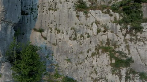 Drone View of Rocky Cliffs at Sunset in France  Stock Footage 320929686