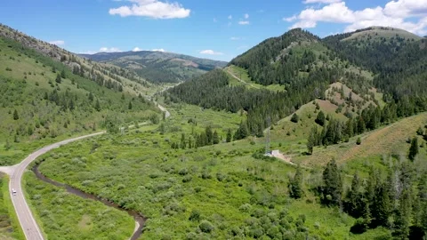 Drone view in the Rocky Mountains Stock Footage 239958765