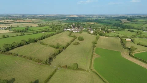 Drone View Of Rolling Green Fields And Small Villages In Leicestershire Stock-Footage 320008402