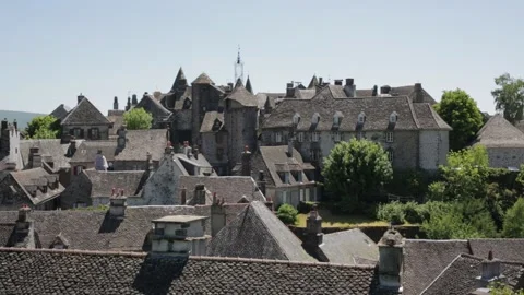 Drone view on the rooftops of a village and some houses Stock Footage 131305978