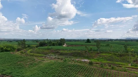 Drone View of Rural Landscape with Storm Clouds Forming Stock Footage 310883301