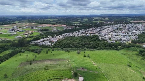 Drone View of Rural Landscape Under Heavy Cloud Cover Stock Footage 325810734