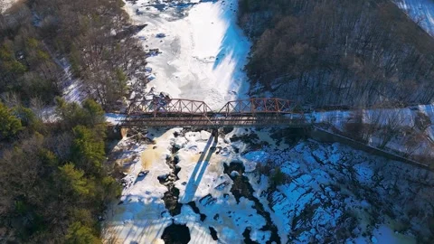 Drone view of rusty bridge Stock Footage 301261752