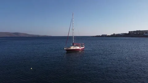 Drone View of Sailboat in Calm Waters Video stock 298977644