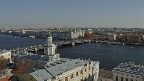 Drone view of Saint Petersburg Historical Museum of anthropology. Stock Footage