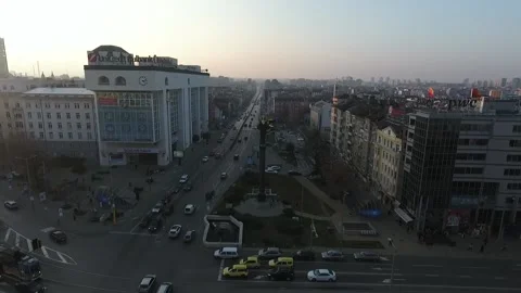 Drone View of Saint Sofia monument statue in downtown of Sofia, Bulgaria Stock Footage 150618063