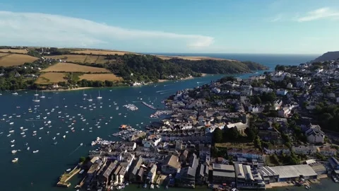 Drone View of Salcombe on a Sunny Summer Evening in South Devon, England Video stock 345442301