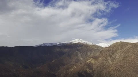 Drone View of San Carlos de Apoquindo Snowy Andes Ridge Stock Footage 338009270