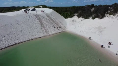 Drone View Of Sand Dunes And Lagoon In Maranhao Stock Footage 327625548