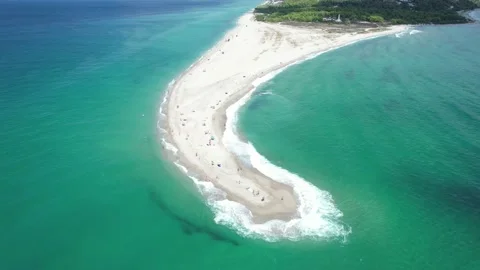Drone view of sandbar in Greece. Stock Footage 164880133