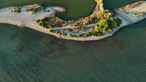 Drone View of a Sandbar Peninsula in a Coastal Estuary System Stock Footage 319364462