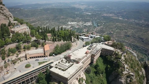 Drone view of Santa Maria de Montserrat monastery Video stock 112969258