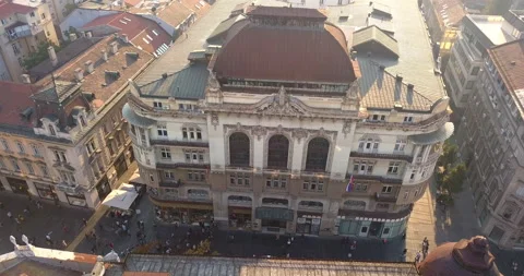 Drone view of SANU building and Knez Mihailo street in the heart of Belgrade Stock Footage 166189368