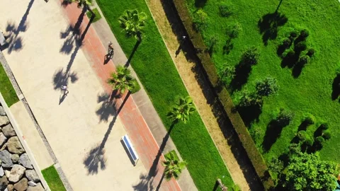 Drone view Sarpi beach front Black sea coast at sunny hot mid summer day, G.. Stock Footage 242453933