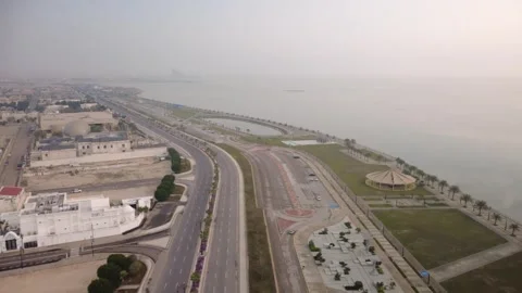 Drone View of Saudi Coastal Boulevard Stock Footage 336939260