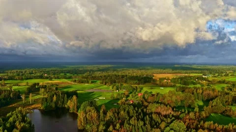 Drone view of the scenery of rural area when spring comes in Latvia Stock Footage 337239009