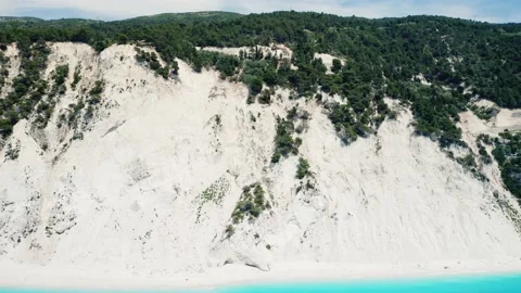 Drone view of scenic beach with white sand and turquoise sea, Greek islands. Stock Footage 158326219